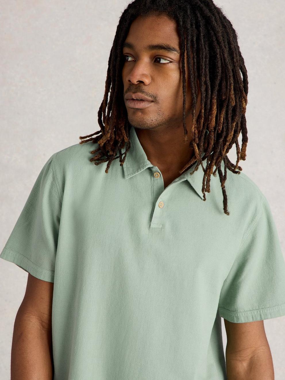 Anderby Woven Collared Polo in LGT GREEN - LIFESTYLE