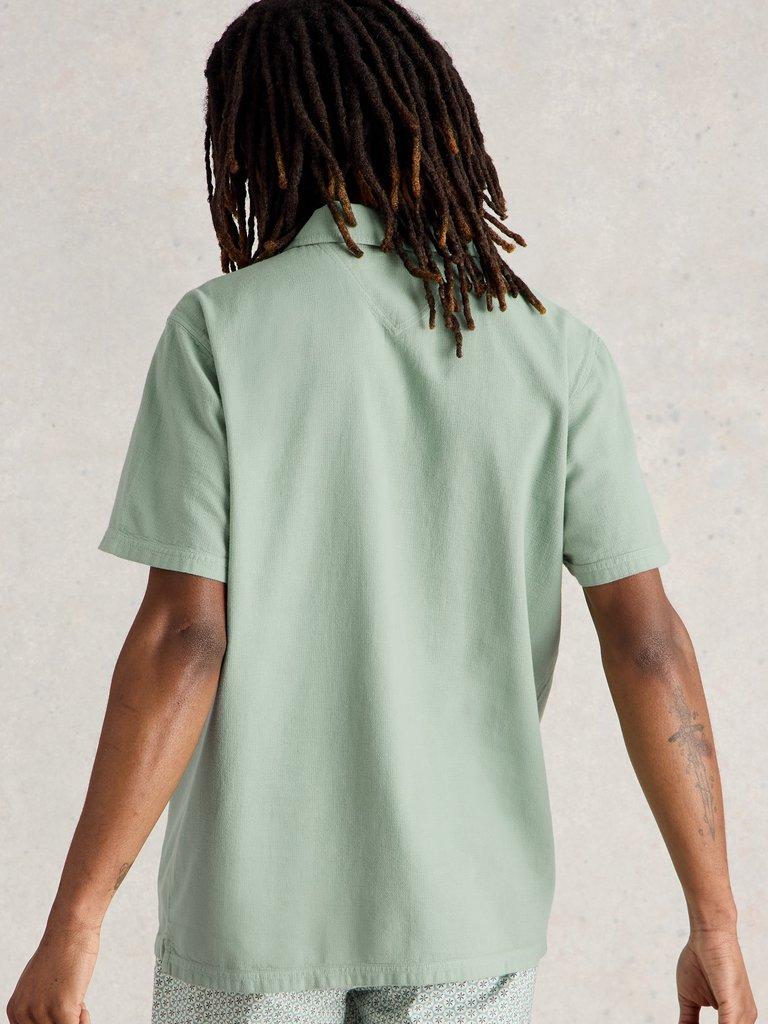 Anderby Woven Collared Polo in LGT GREEN - MODEL BACK