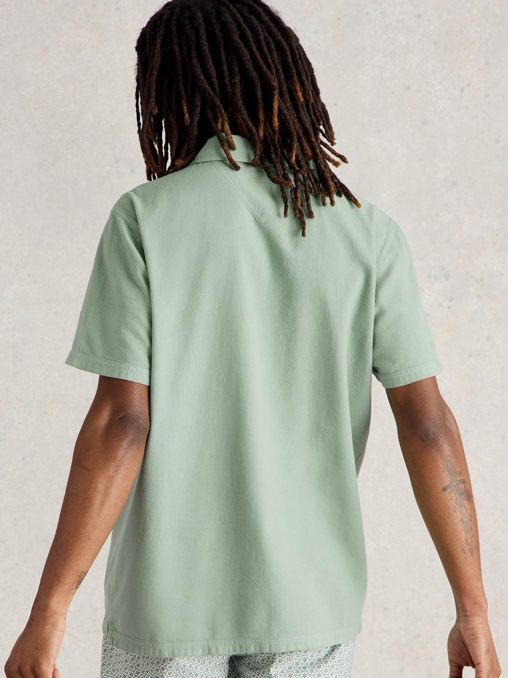 Anderby Woven Collared Polo in LGT GREEN - MODEL BACK