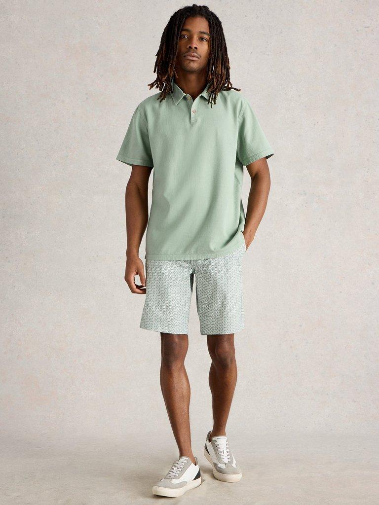 Anderby Woven Collared Polo in LGT GREEN - MODEL FRONT