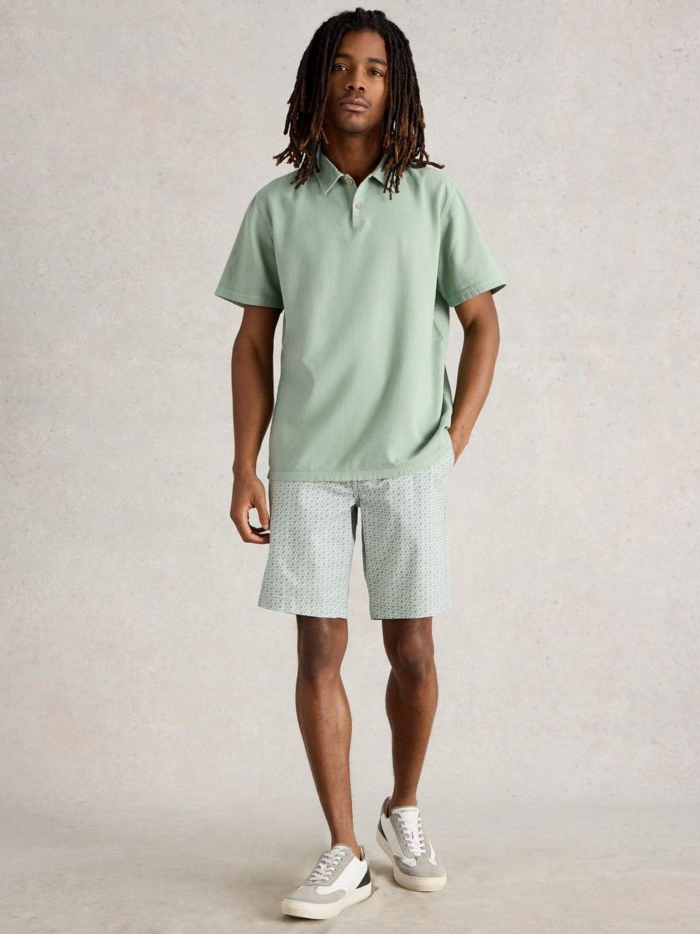 Anderby Woven Collared Polo in LGT GREEN - MODEL FRONT