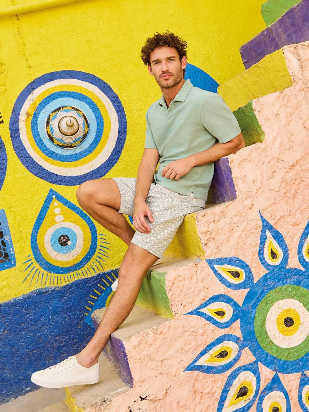 Anderby Woven Collared Polo in LGT GREEN - MIXED