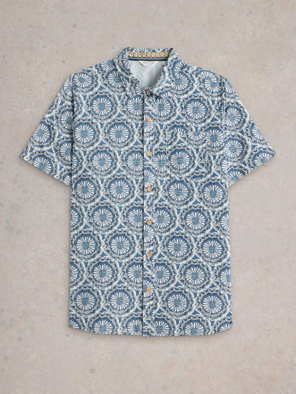 Finsbury Tile Printed Shirt in BLUE PR - FLAT FRONT