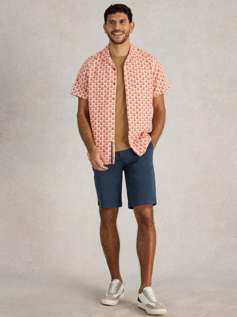 Hayle Fan Geo Printed Shirt in WHITE PR - MODEL FRONT