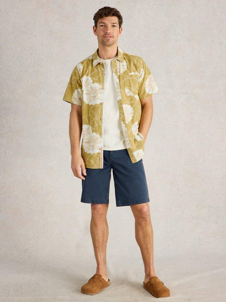 Finsbury Floral Printed Shirt in GREEN PR - MODEL FRONT