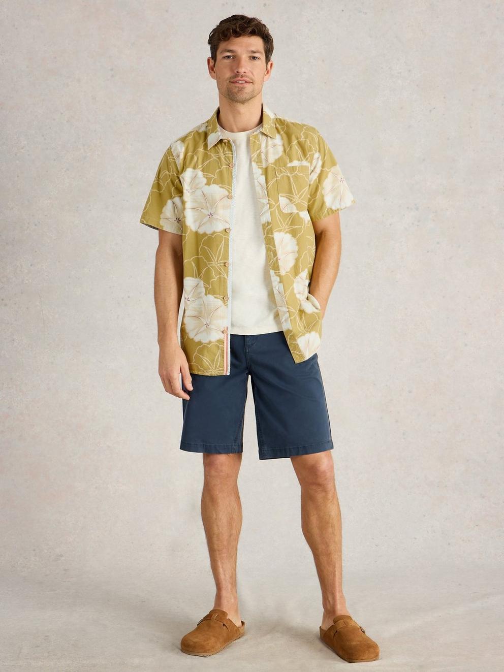 Finsbury Floral Printed Shirt in GREEN PR - MODEL FRONT
