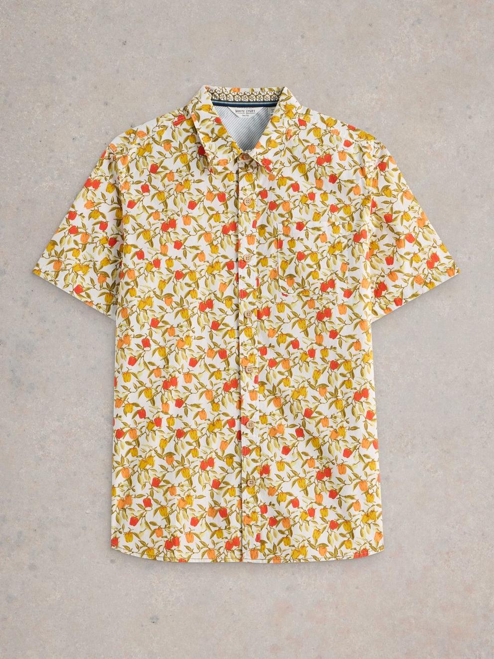 Salcombe Peppers Printed Shirt in WHITE PR - FLAT FRONT