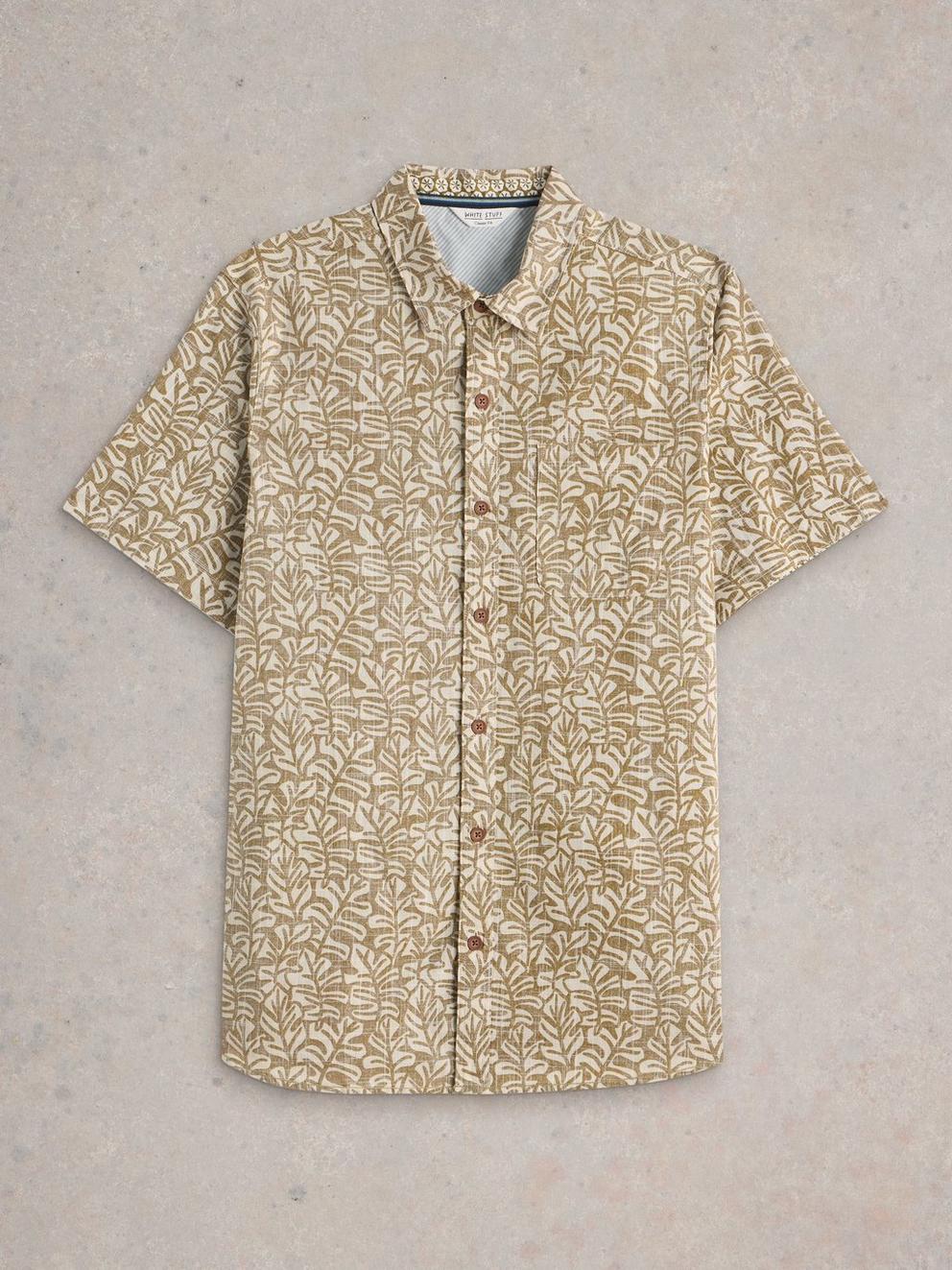 Finsbury Leaf Printed Shirt in GREEN PR - FLAT FRONT