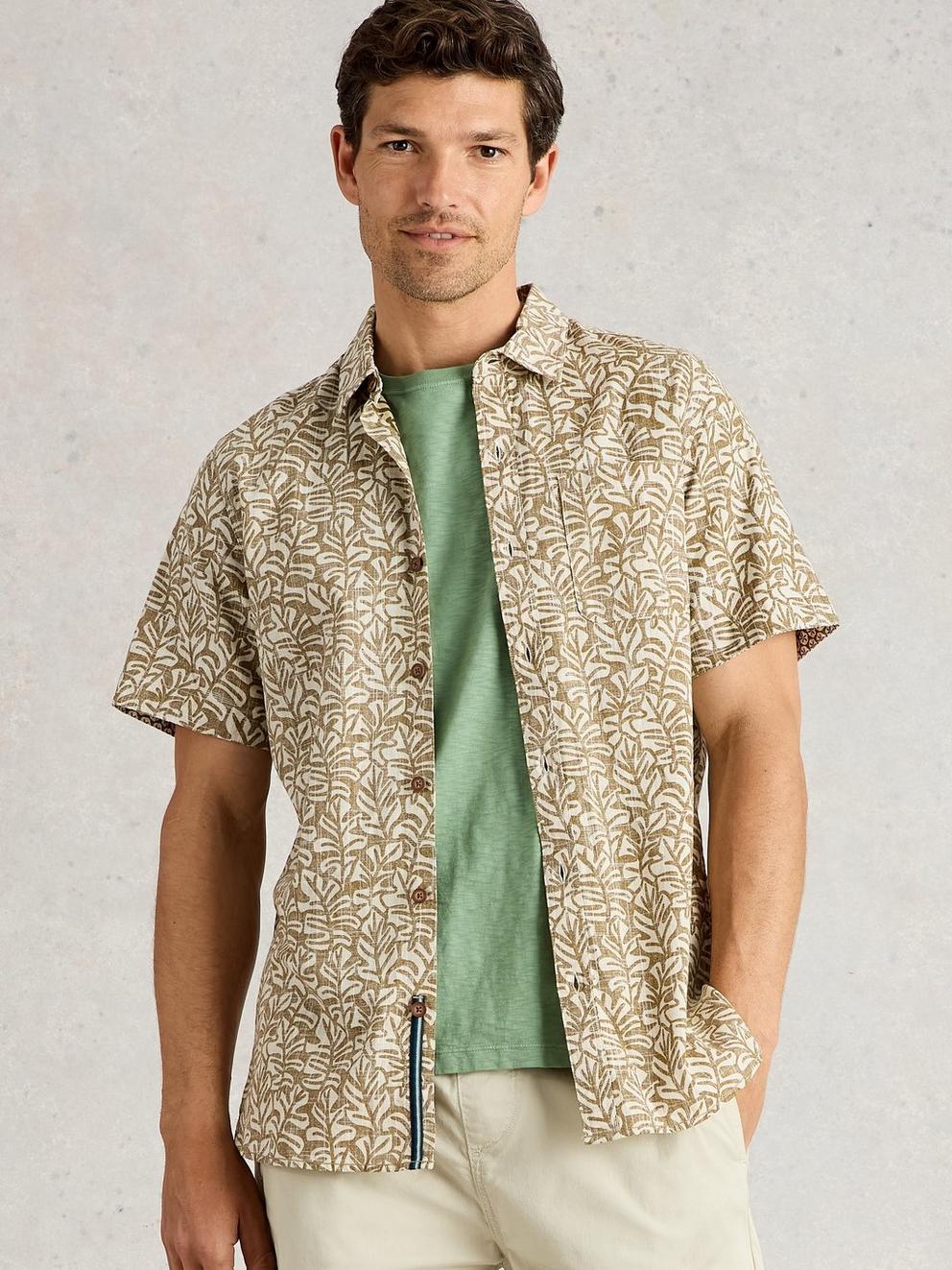 Finsbury Leaf Printed Shirt in GREEN PR - LIFESTYLE