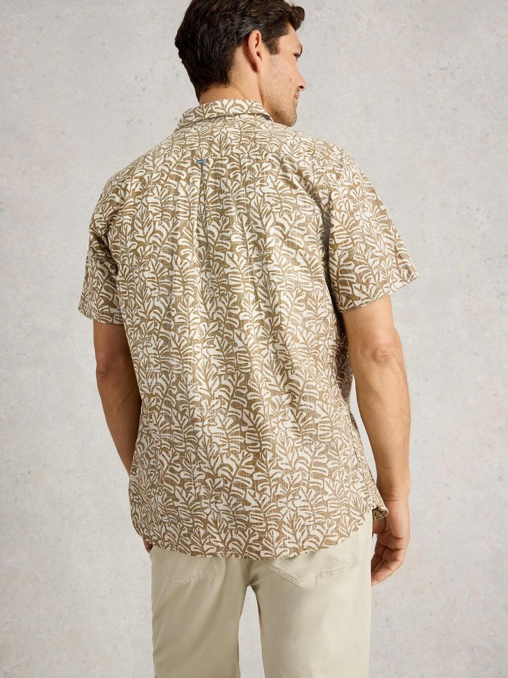 Finsbury Leaf Printed Shirt in GREEN PR - MODEL BACK