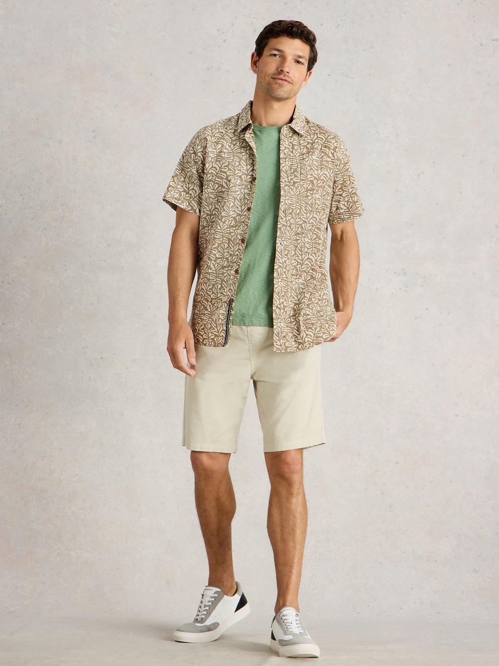 Finsbury Leaf Printed Shirt in GREEN PR - MODEL FRONT