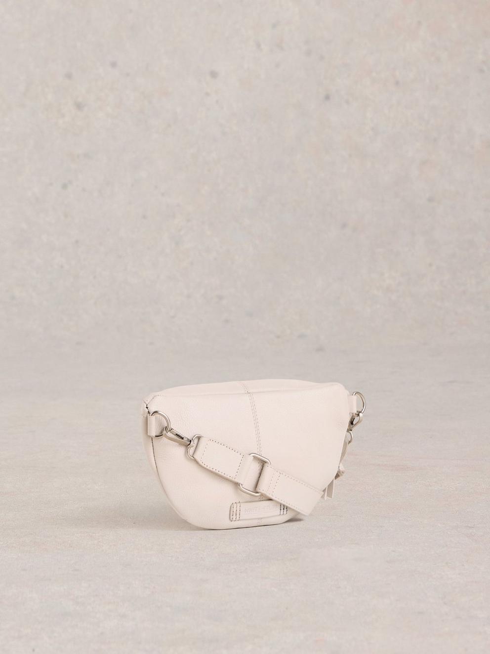 Sebby Leather Sling Mini Bag in PALE IVORY - FLAT BACK