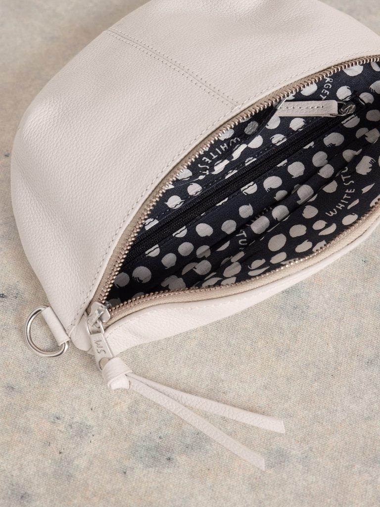 Sebby Leather Sling Mini Bag in PALE IVORY - FLAT DETAIL