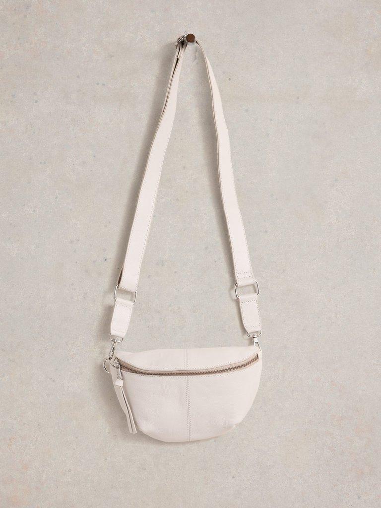 Sebby Leather Sling Mini Bag in PALE IVORY - FLAT FRONT