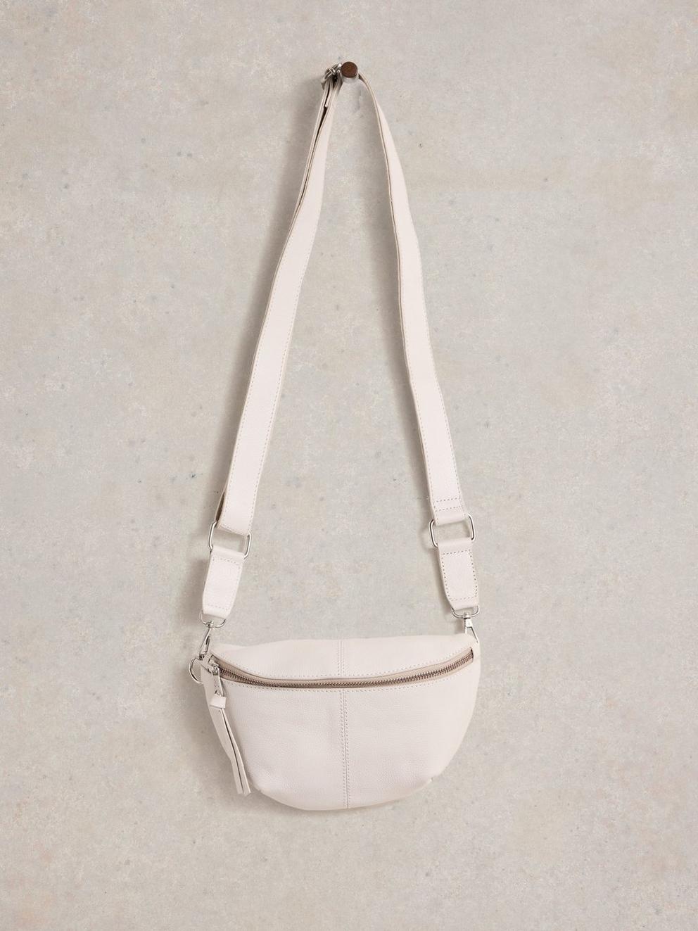 Sebby Leather Sling Mini Bag in PALE IVORY - FLAT FRONT