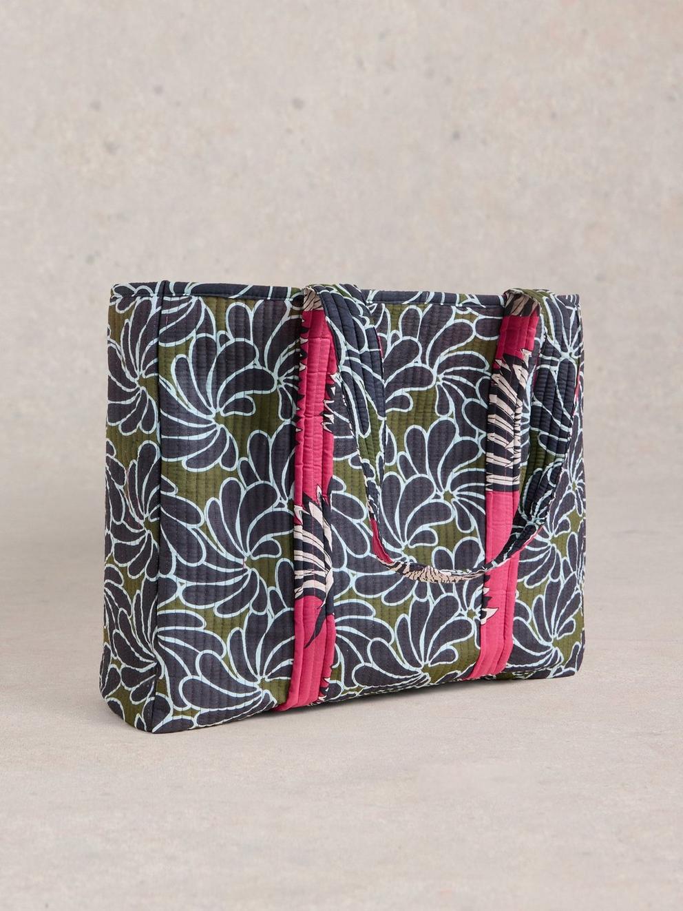 Elaine Reversible Beach Bag in GREEN PR - FLAT BACK
