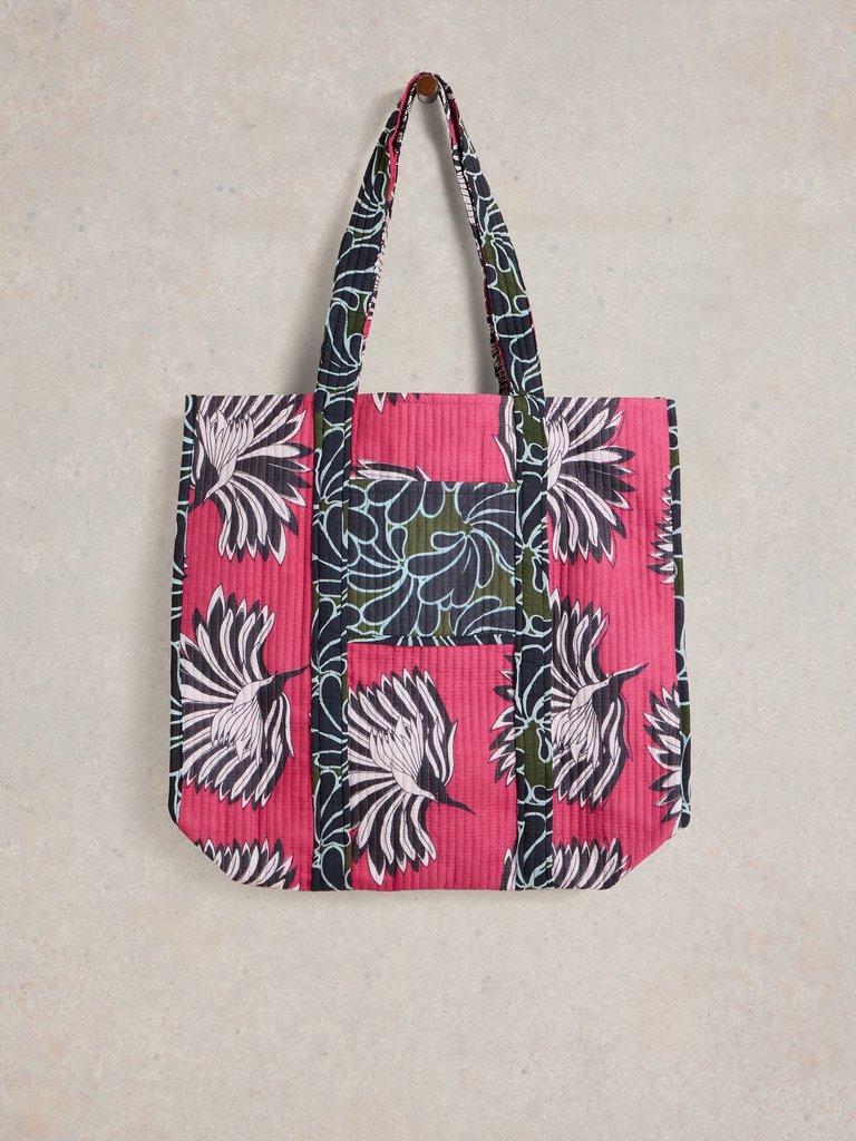Elaine Reversible Beach Bag in GREEN PR - FLAT FRONT