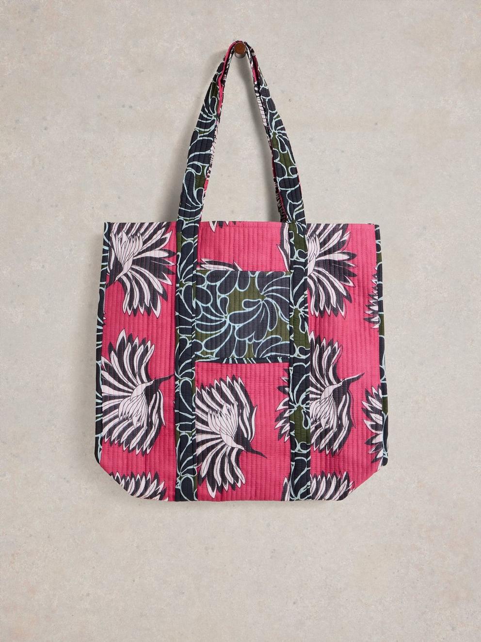 Elaine Reversible Beach Bag in GREEN PR - FLAT FRONT