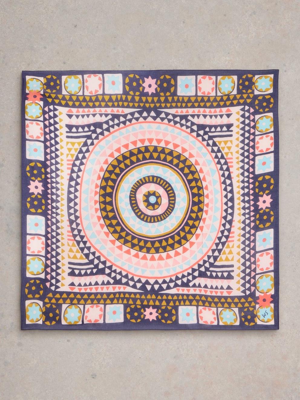 Sundance Mosaic Square Scarf in BLUE MLT - FLAT BACK