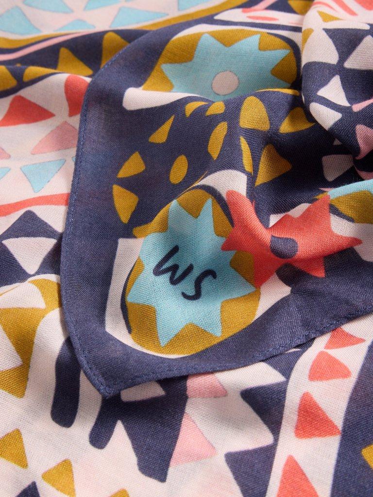 Sundance Mosaic Square Scarf in BLUE MLT - FLAT DETAIL