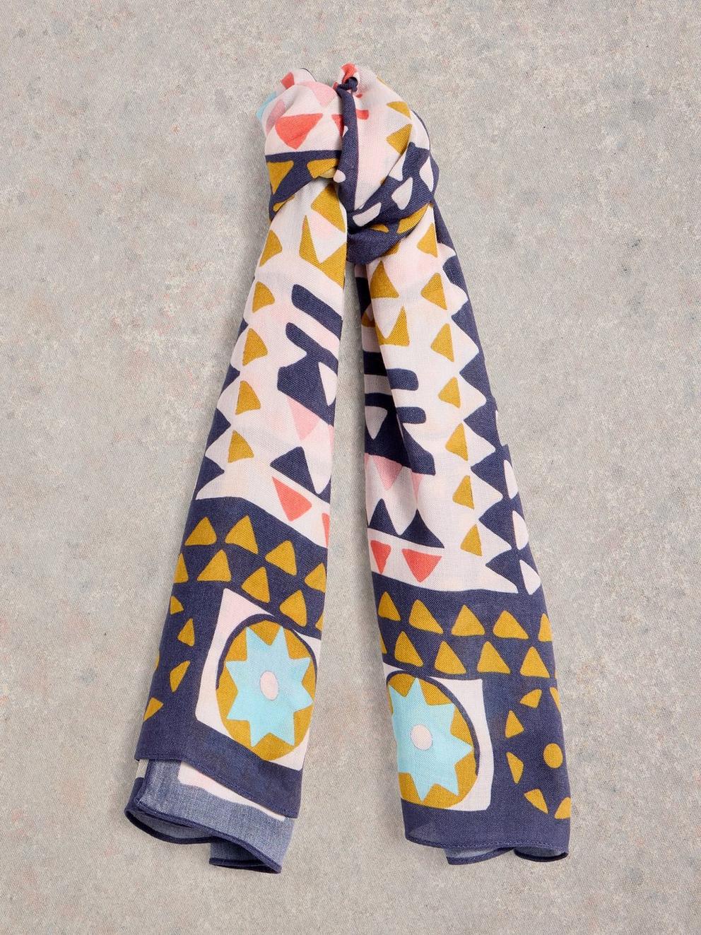 Sundance Mosaic Square Scarf in BLUE MLT - FLAT FRONT