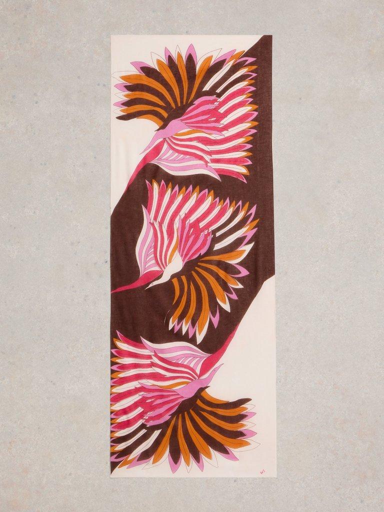 Sundance Bird Printed Scarf in IVORY MLT - FLAT BACK