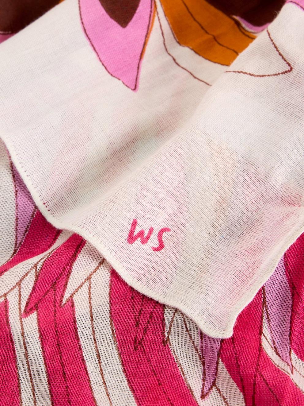 Sundance Bird Printed Scarf in IVORY MLT - FLAT DETAIL