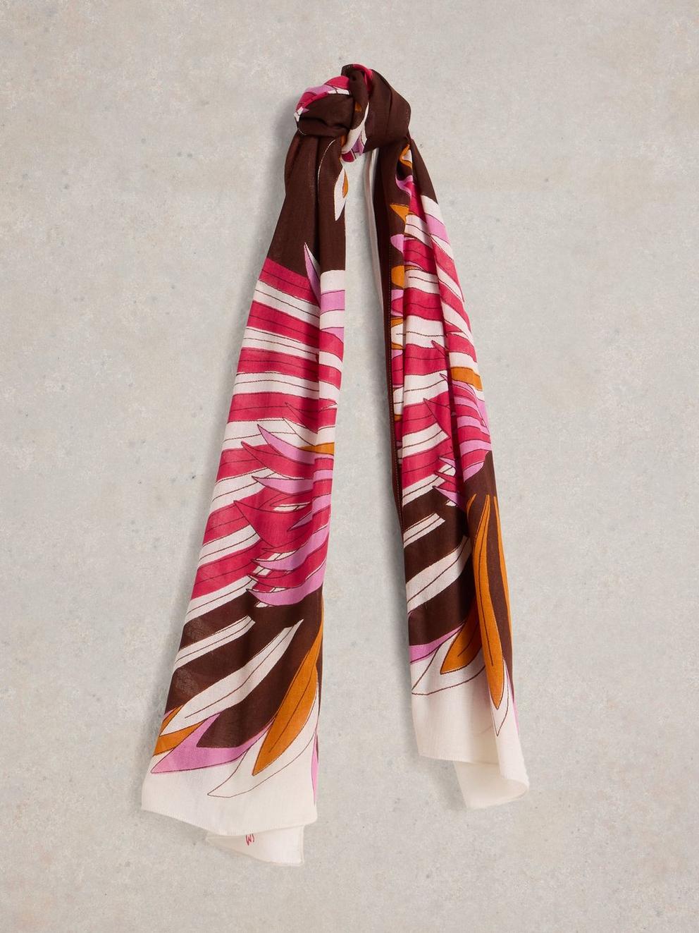 Sundance Bird Printed Scarf in IVORY MLT - FLAT FRONT