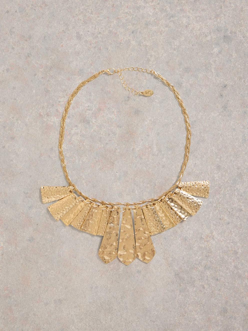 Cleo Hammered Necklace in GLD TN MET - FLAT FRONT