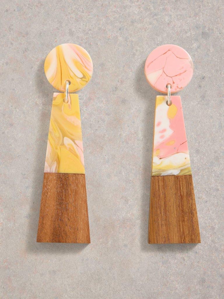 Cosmo Resin Drop Earring in PINK MLT - FLAT FRONT