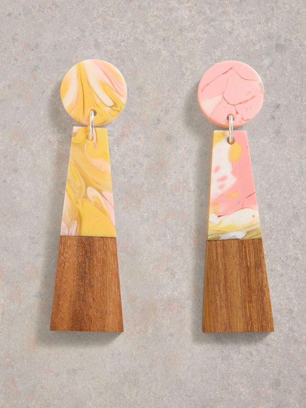 Cosmo Resin Drop Earring in PINK MLT - FLAT FRONT