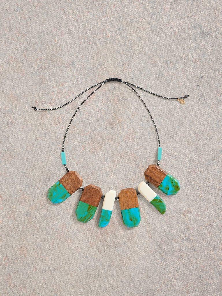 Dipped Wooden Necklace in BROWN MLT - FLAT FRONT