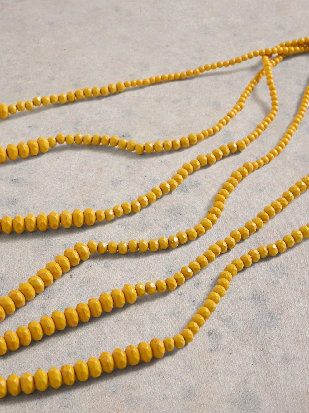 Multi Bead Layer Necklace in DP YELLOW - FLAT DETAIL