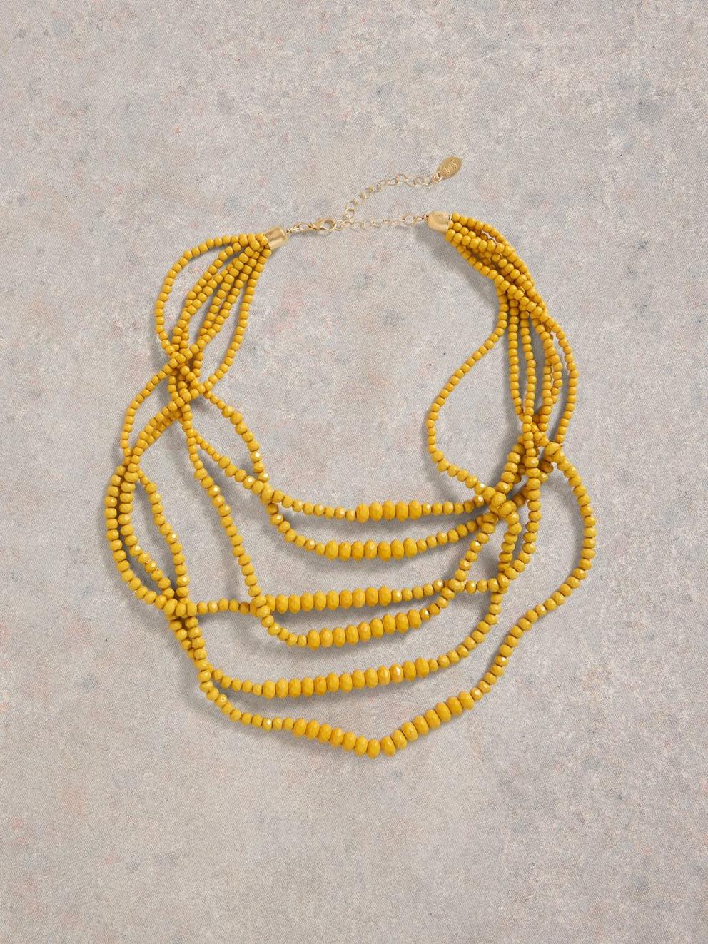 Multi Bead Layer Necklace in DP YELLOW - FLAT FRONT