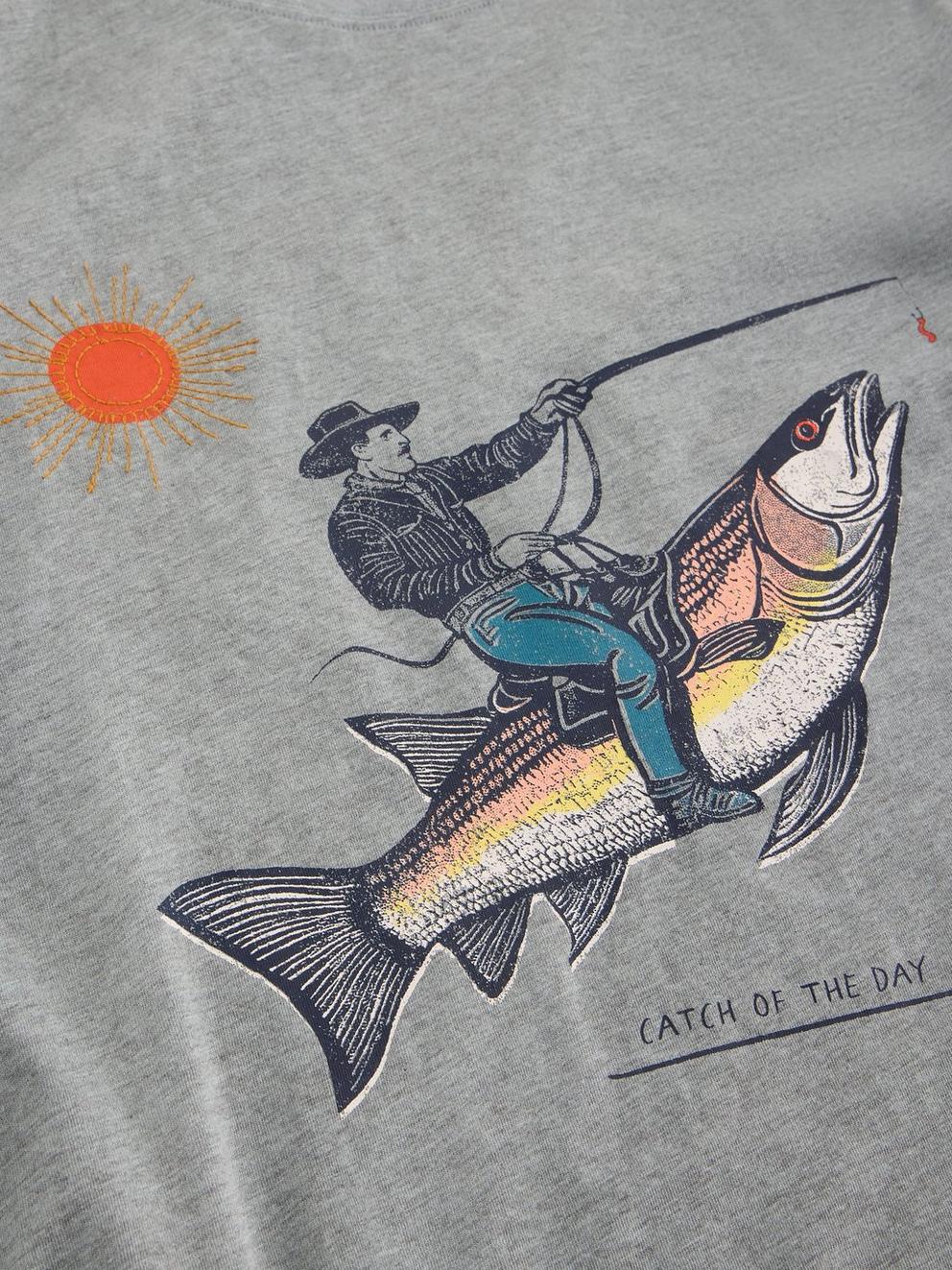 Abersoch Fish Graphic Tee in DENIM PR - FLAT DETAIL