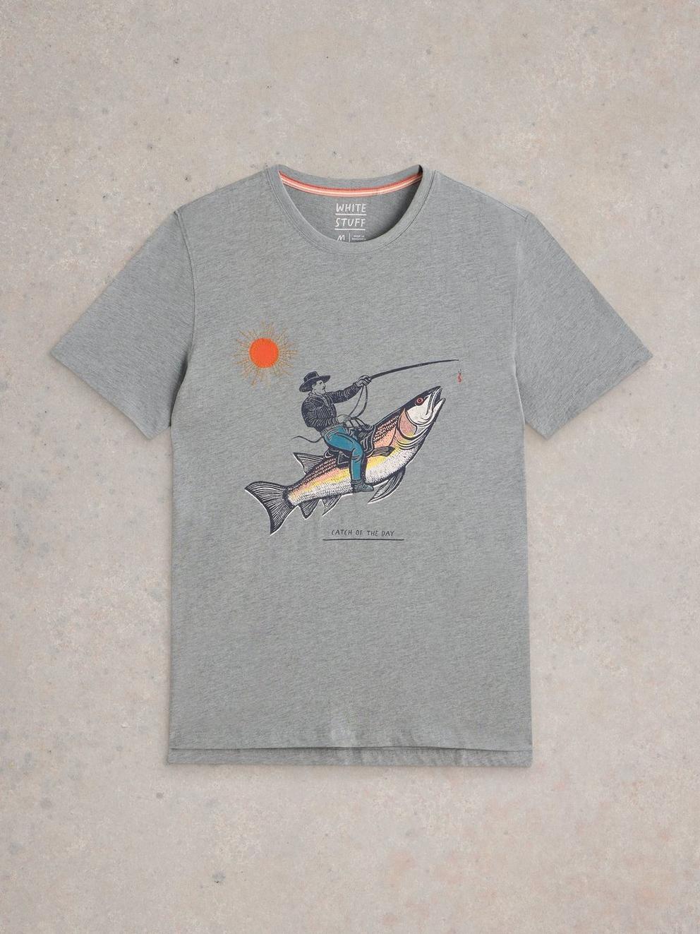 Abersoch Fish Graphic Tee in DENIM PR - FLAT FRONT