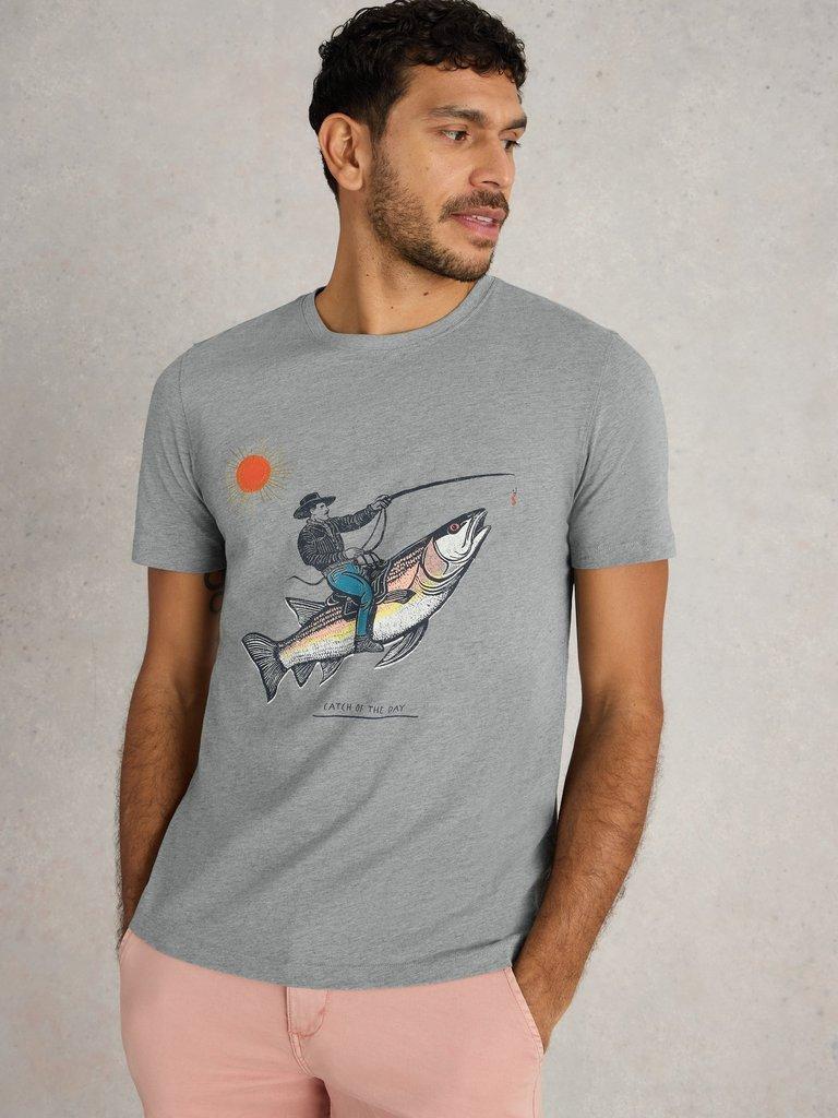 Abersoch Fish Graphic Tee in DENIM PR - LIFESTYLE