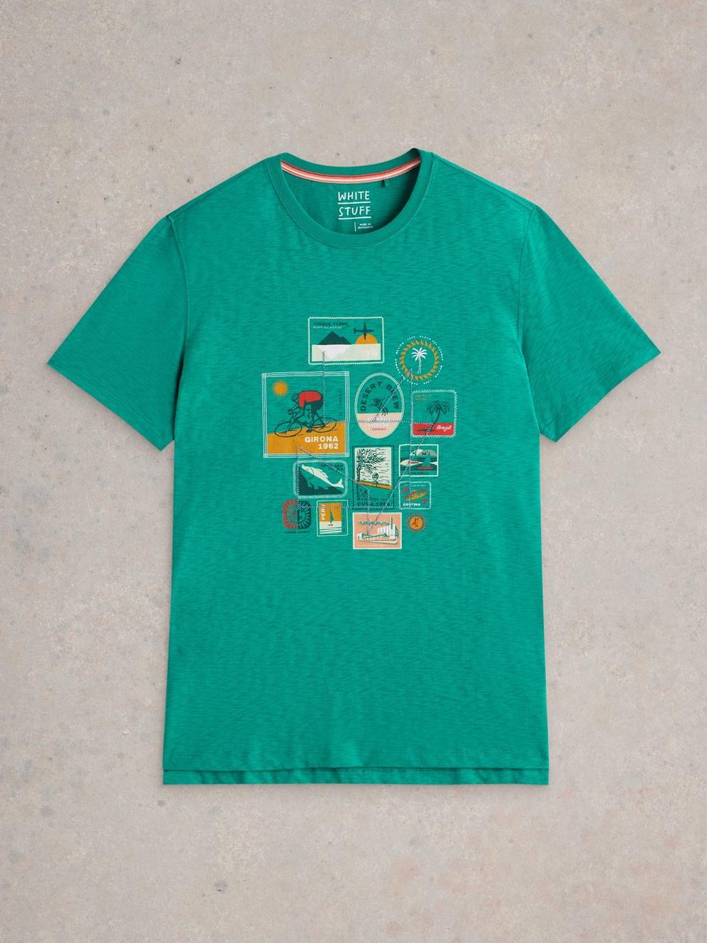 Abersoch Travel Graphic Tee in TEAL PR - FLAT FRONT