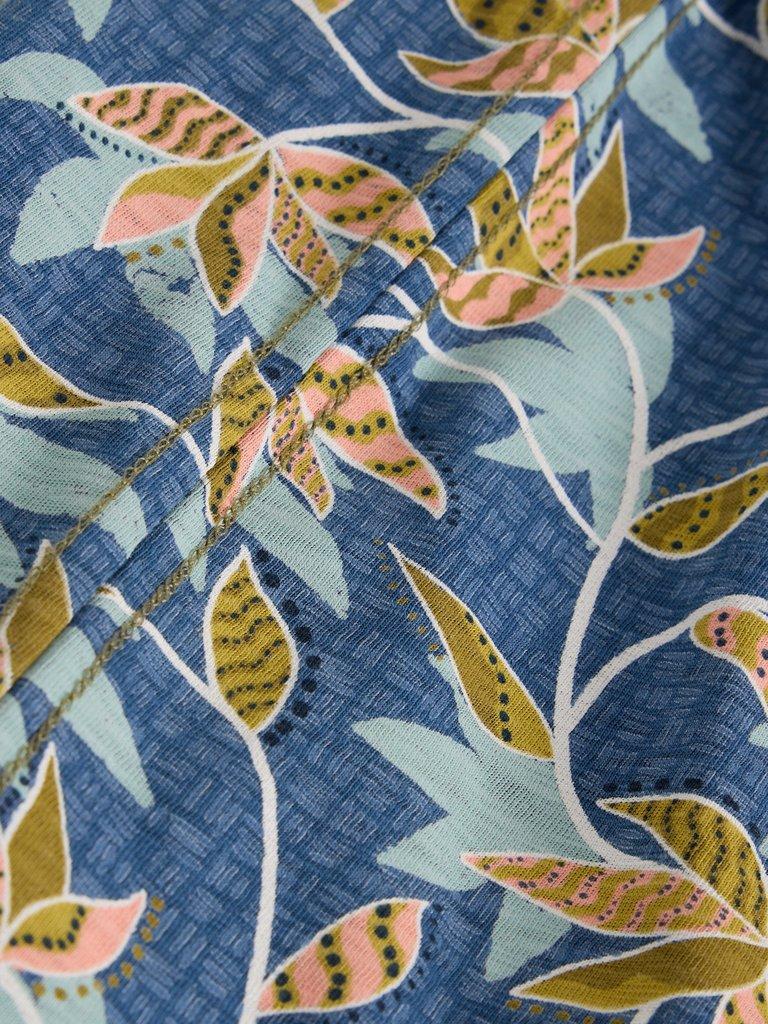 Bamboo Leaves Printed Polo in BLUE PR - FLAT DETAIL