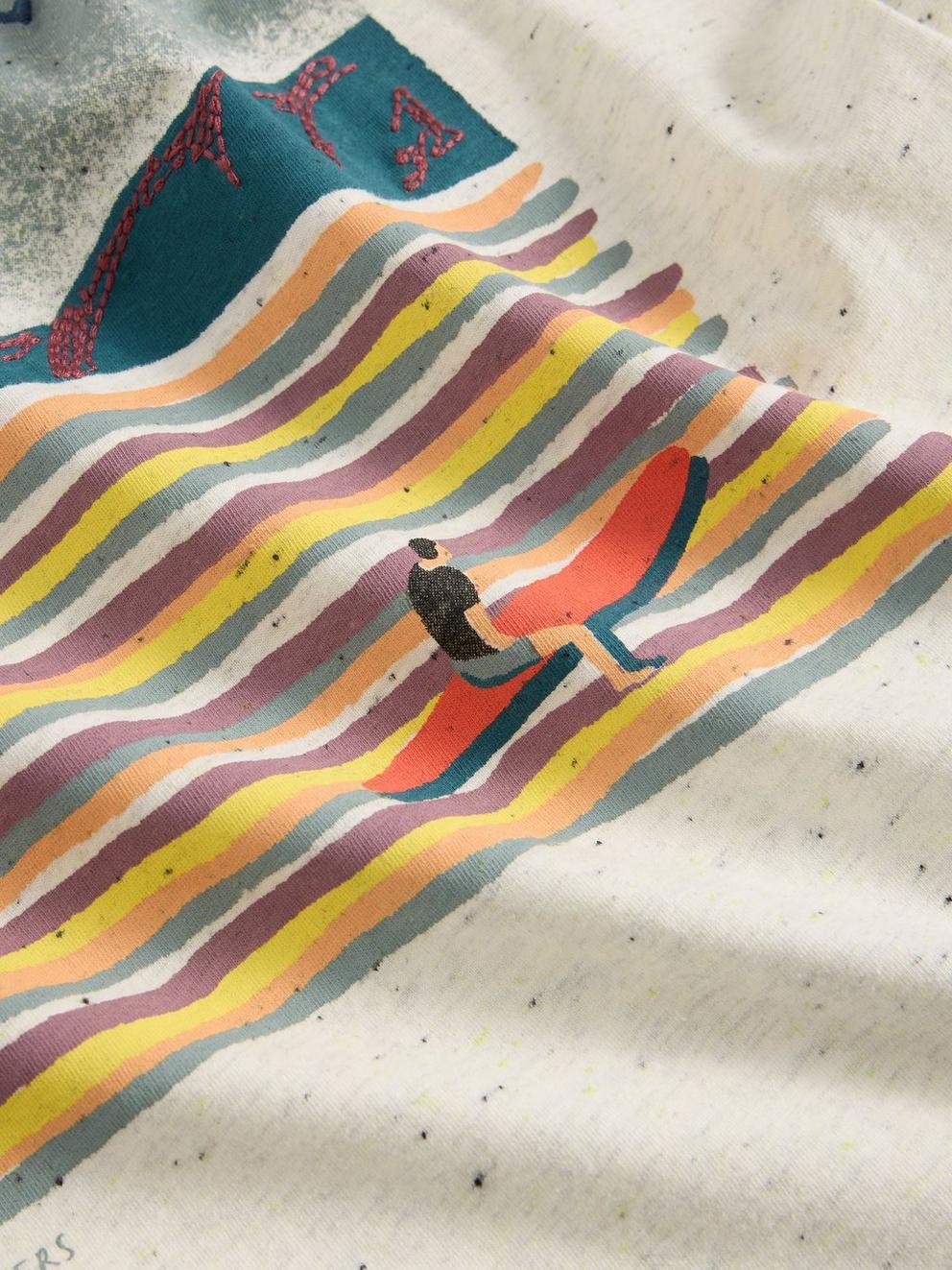 Abersoch Surfer Graphic Tee in NAT PR - FLAT DETAIL
