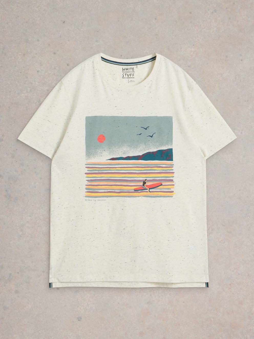 Abersoch Surfer Graphic Tee in NAT PR - FLAT FRONT