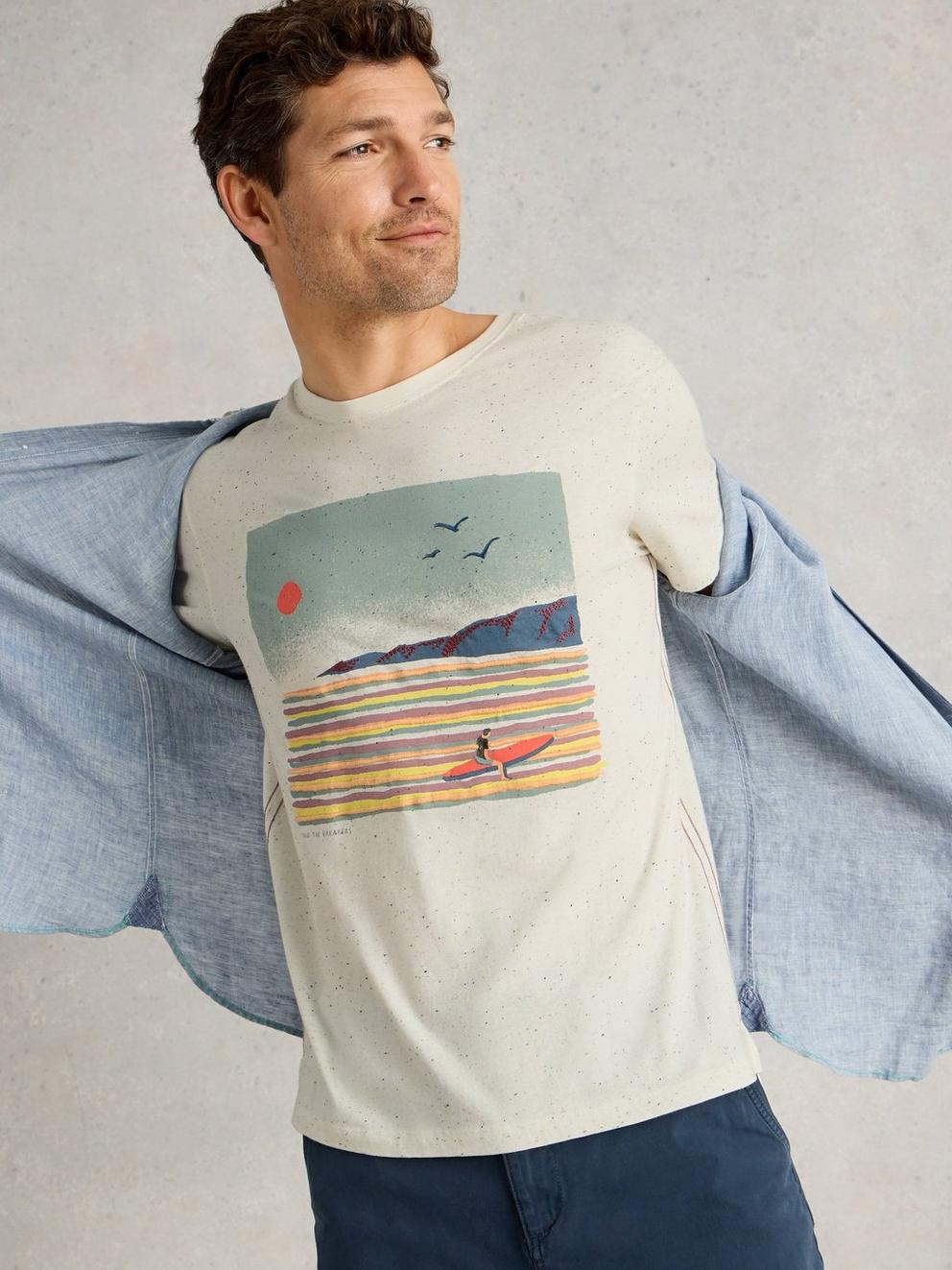 Abersoch Surfer Graphic Tee in NAT PR - LIFESTYLE