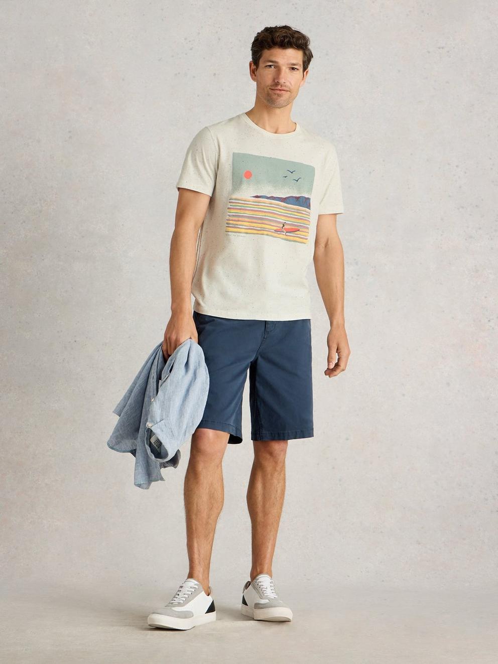 Abersoch Surfer Graphic Tee in NAT PR - MODEL FRONT
