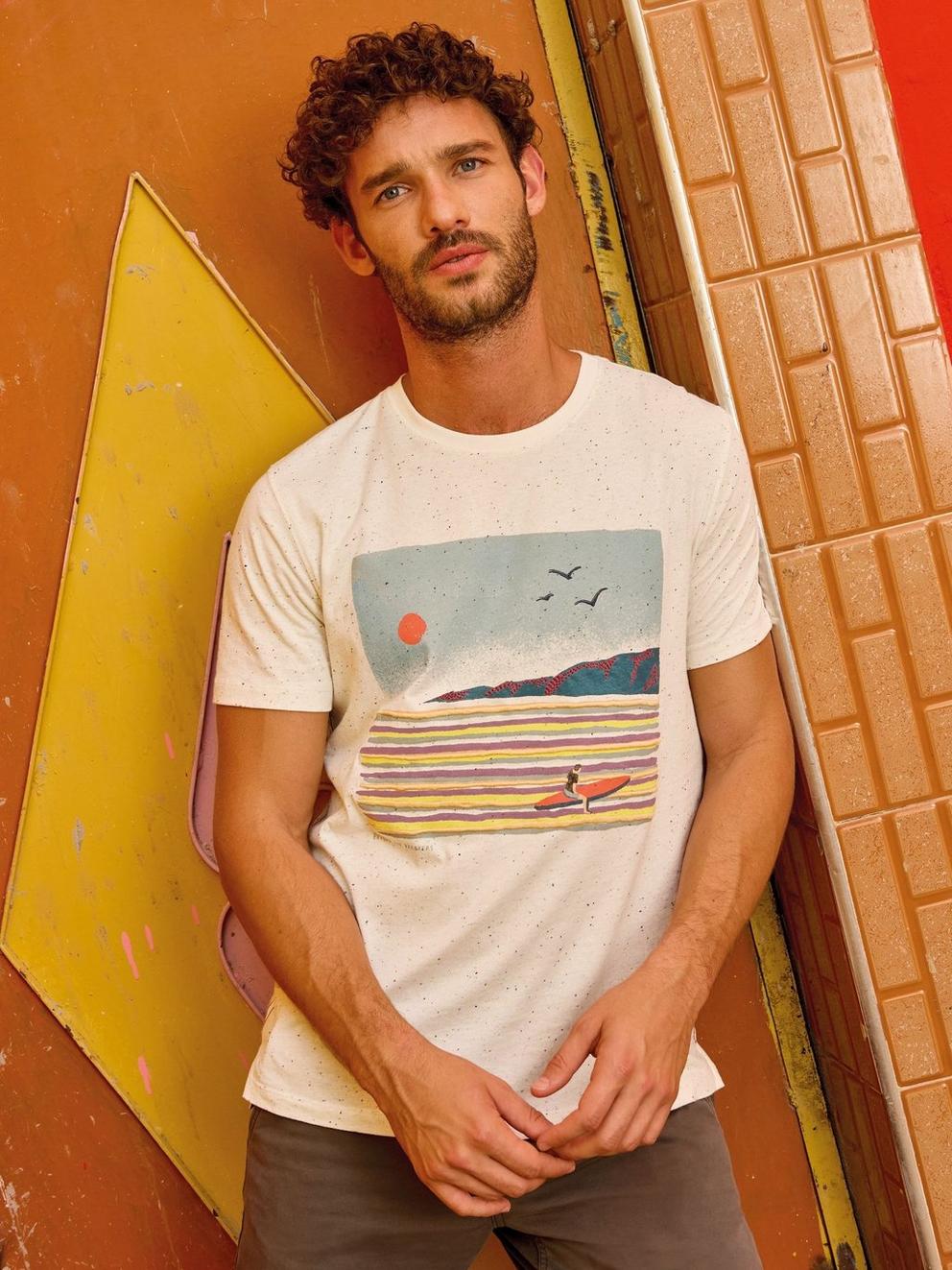 Abersoch Surfer Graphic Tee in NAT PR - MIXED