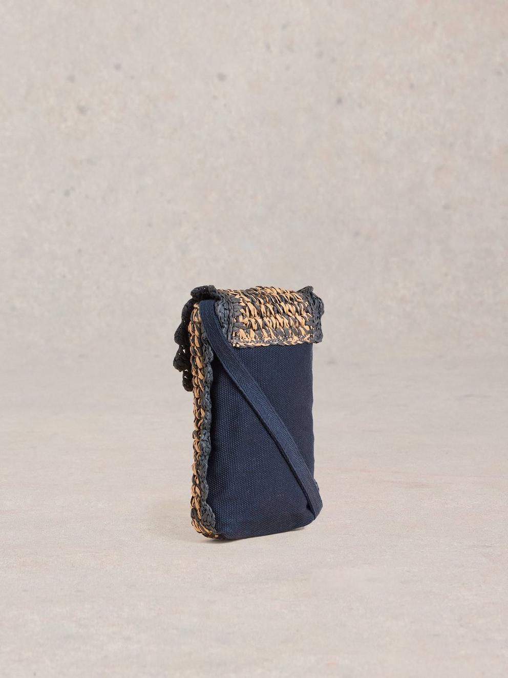 Coco Raffia Phone Bag in NAT MLT - FLAT BACK