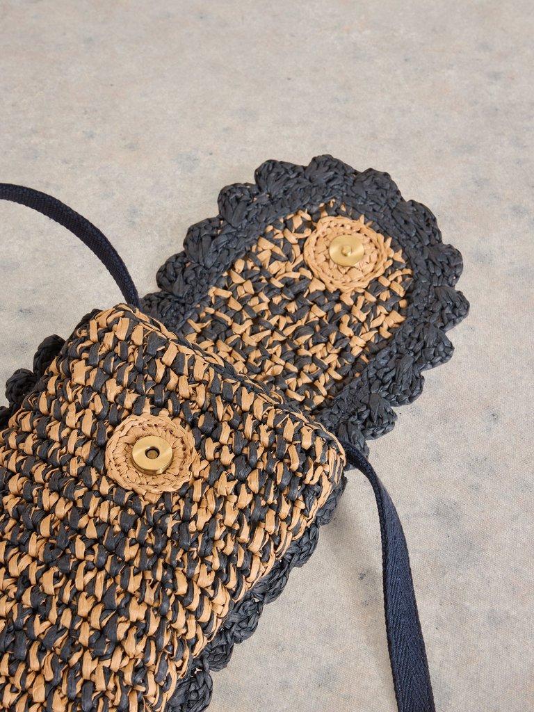 Coco Raffia Phone Bag in NAT MLT - FLAT DETAIL