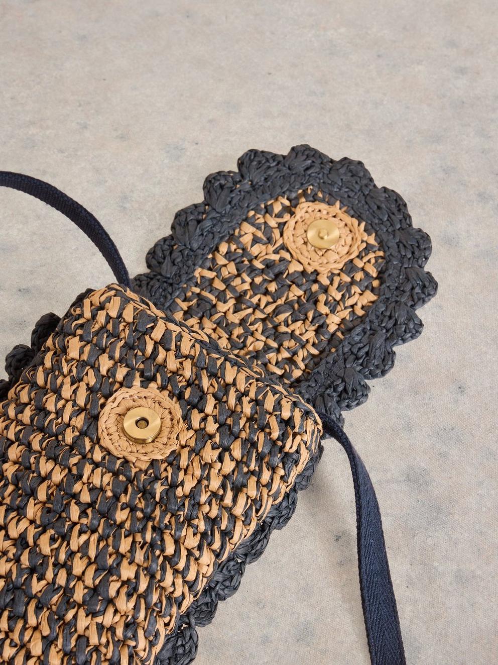 Coco Raffia Phone Bag in NAT MLT - FLAT DETAIL
