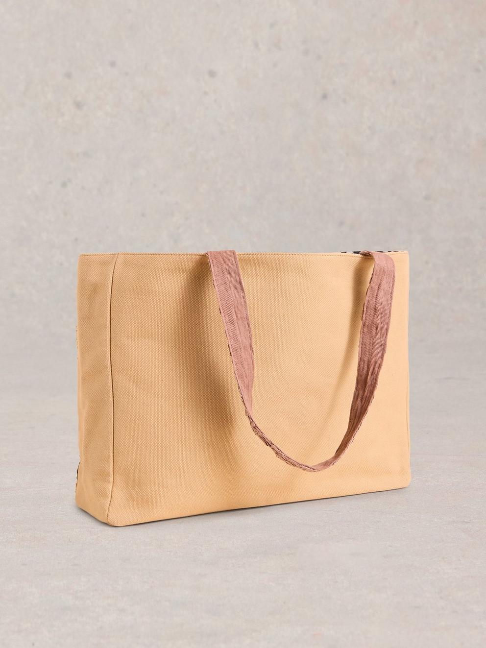 Gracie Crochet Tote Bag in NAT MLT - FLAT BACK