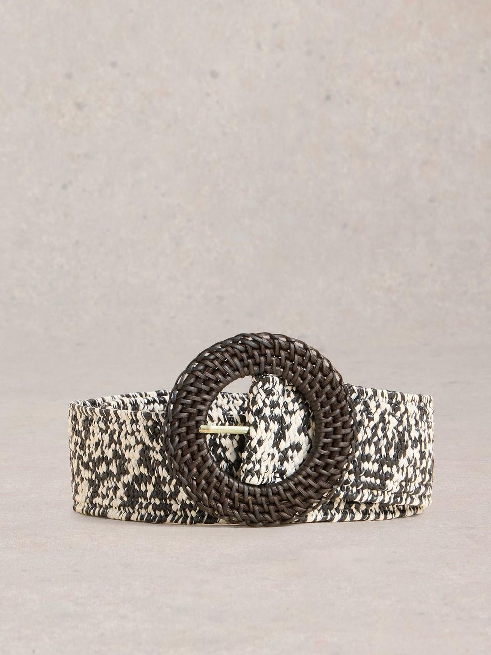 Raffia Belt in BLK MLT - FLAT FRONT