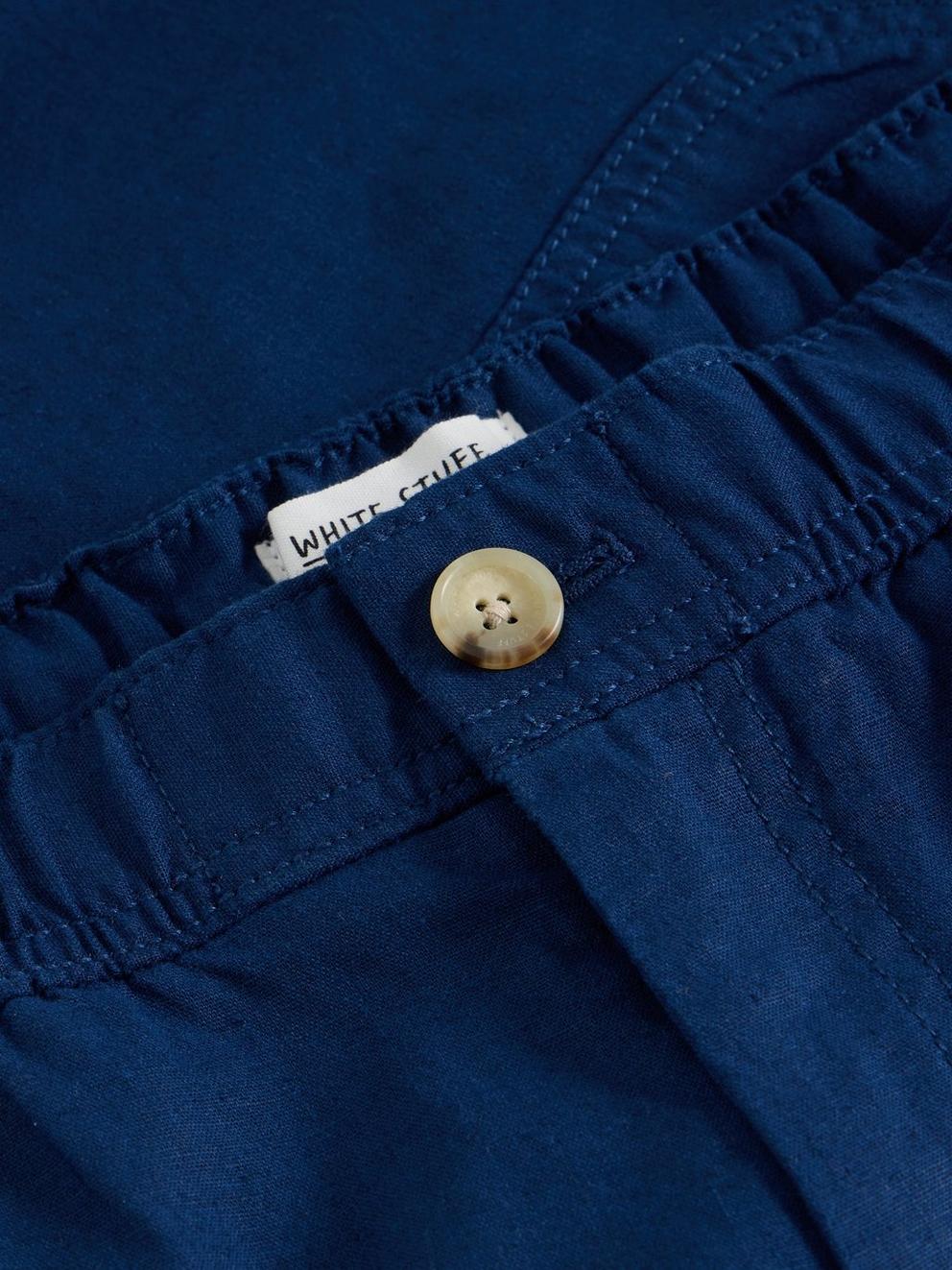 Drawstring Linen Blend Short in DARK NAVY - FLAT DETAIL